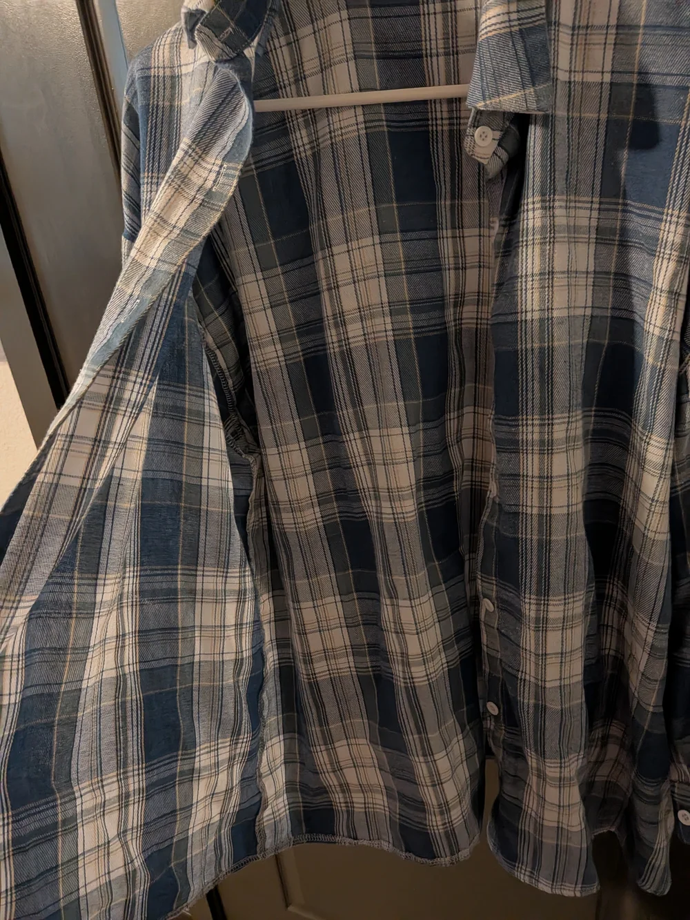 Blue Plaid Button-Up Shirt